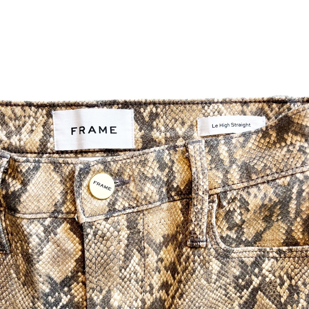 FRAME Le High Straight, Coated Python, High Rise, Snake Effect Jeans Size 23 - Picture 5 of 11